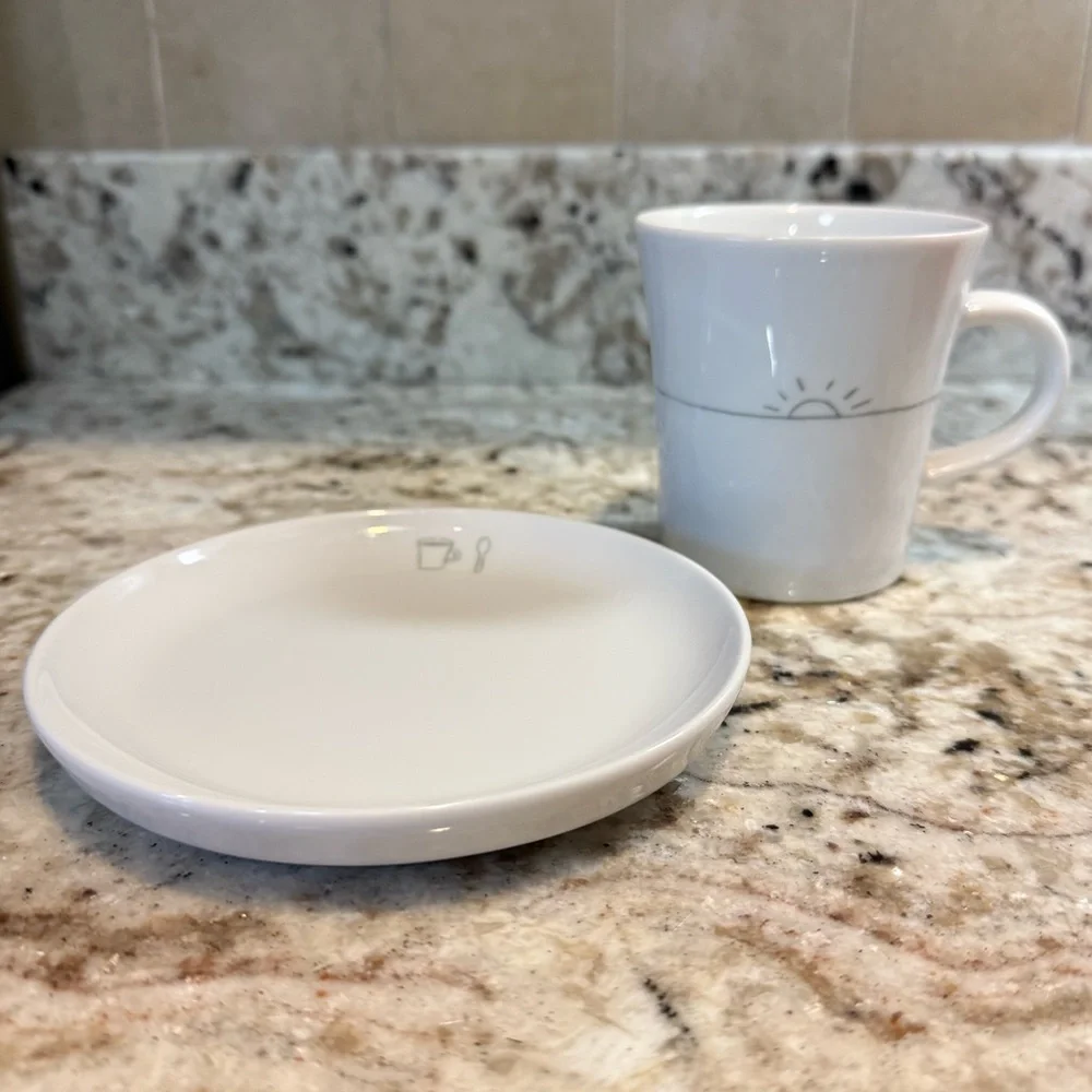 Crate&Barrel Kahla Scribble Coffee Mug and Saucer Germany Repacement Dishes
